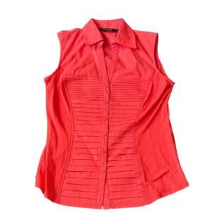 Zac & Rachel Coral Sleeveless, Woman's Large,  Button-Down Shirt